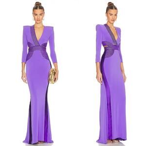 Zhivago Go Your Own Way Cutout V-Neck Maxi Dress Purple Gown US Size 4